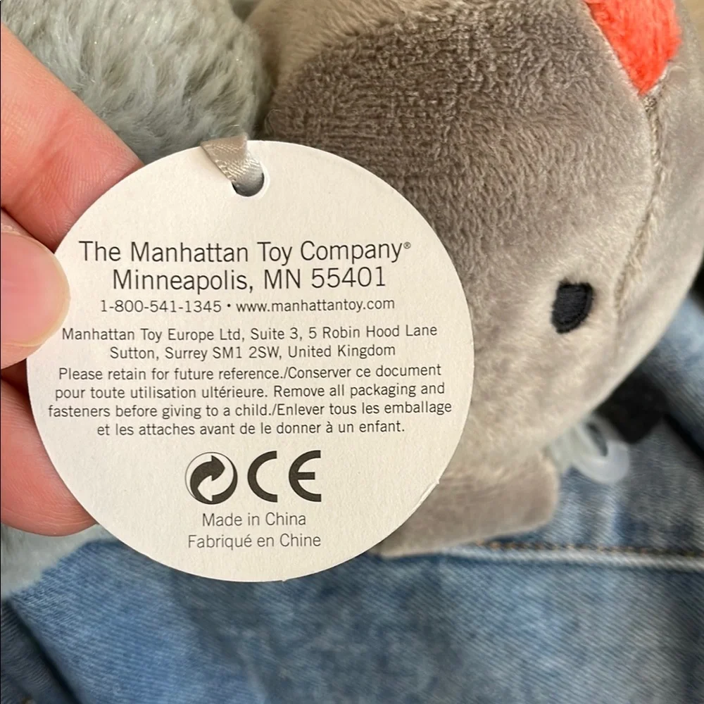 THE MANHATTAN TOY COMPANY NWT Gray and Tan Plush Toy Reindeer